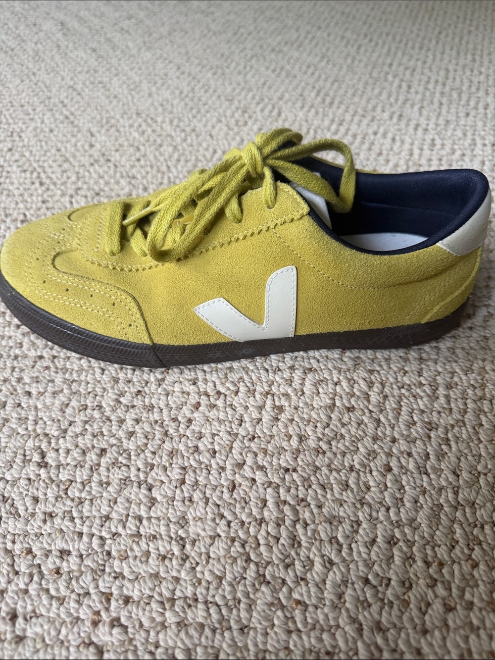 Veja Volley O.T. Women’s Suede Neon/Pea Green Casual Sneakers - Picture 5 of 9
